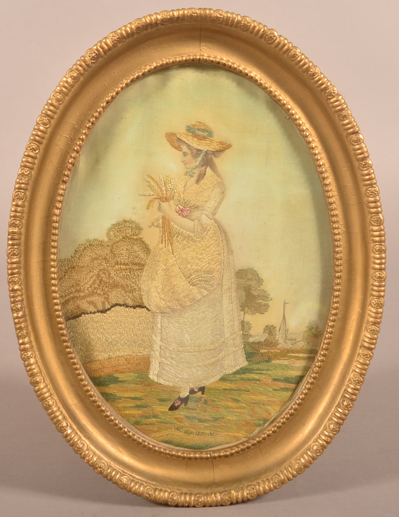 Early 19th Century Pictorial Silk Needlework. (1 of 4)