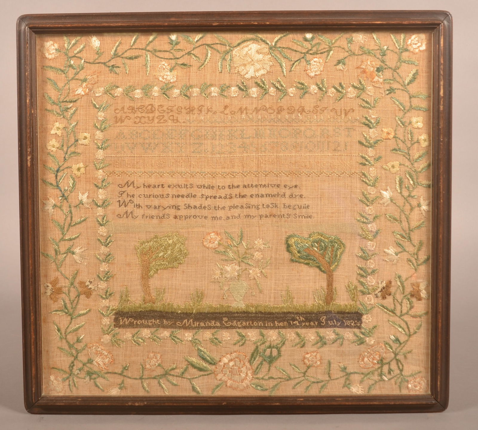 19th Century Rowed-Type Needlework Sampler. (1 of 7)