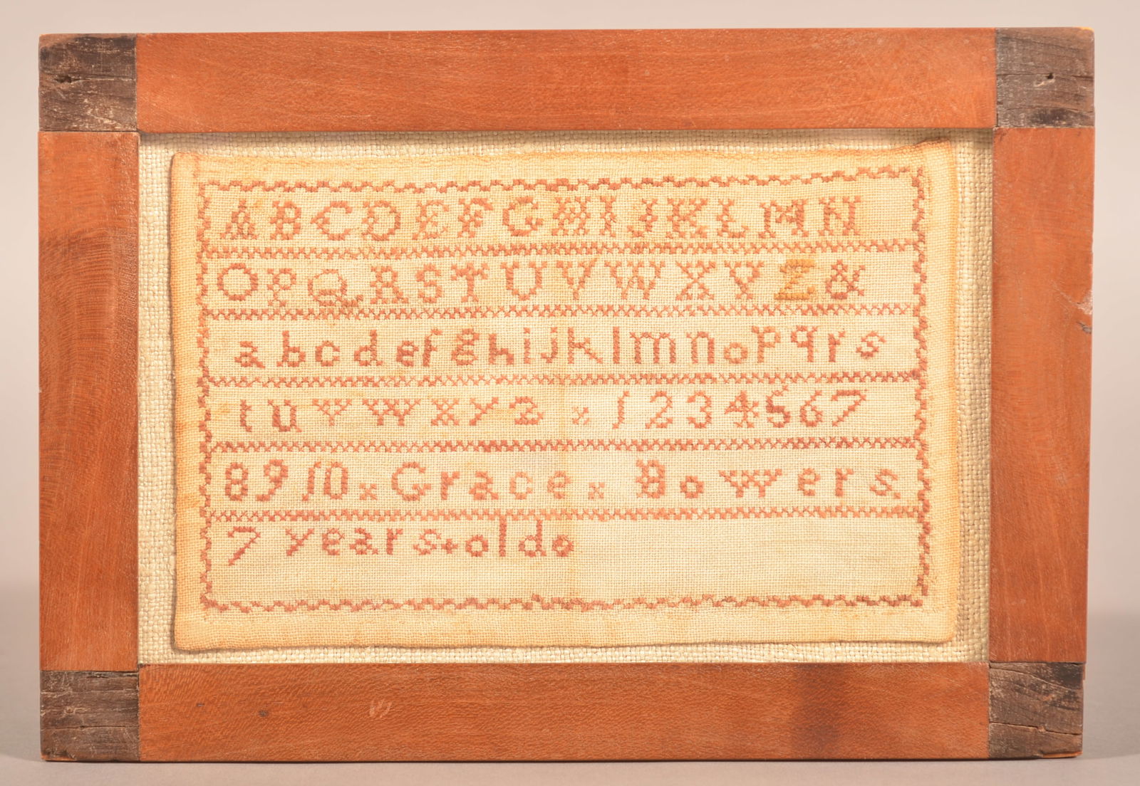 PA 19th Century Miniature Needlework Sampler. (1 of 2)