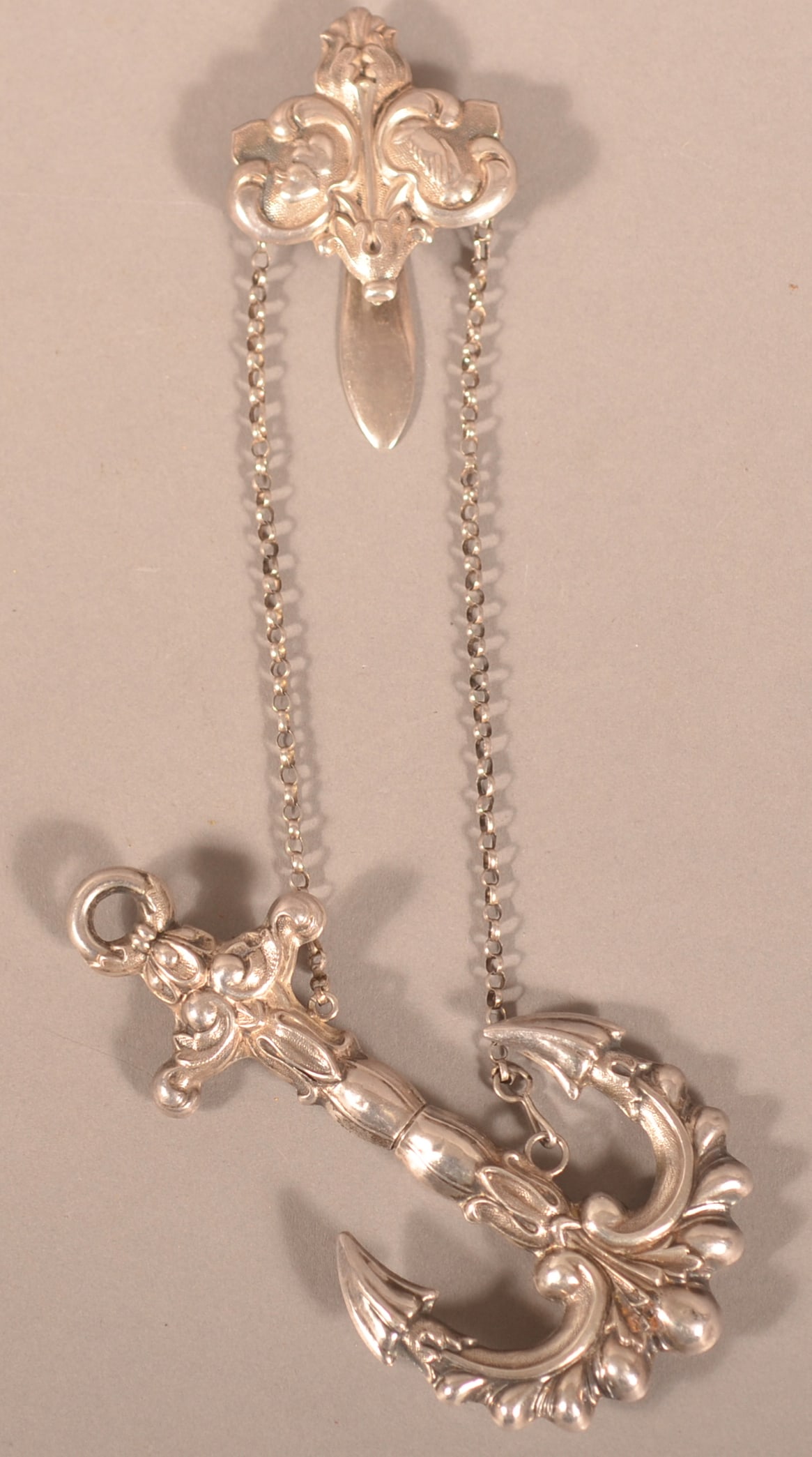 Antique Silver Anchor-Form Knitter's Chatelaine. (1 of 7)