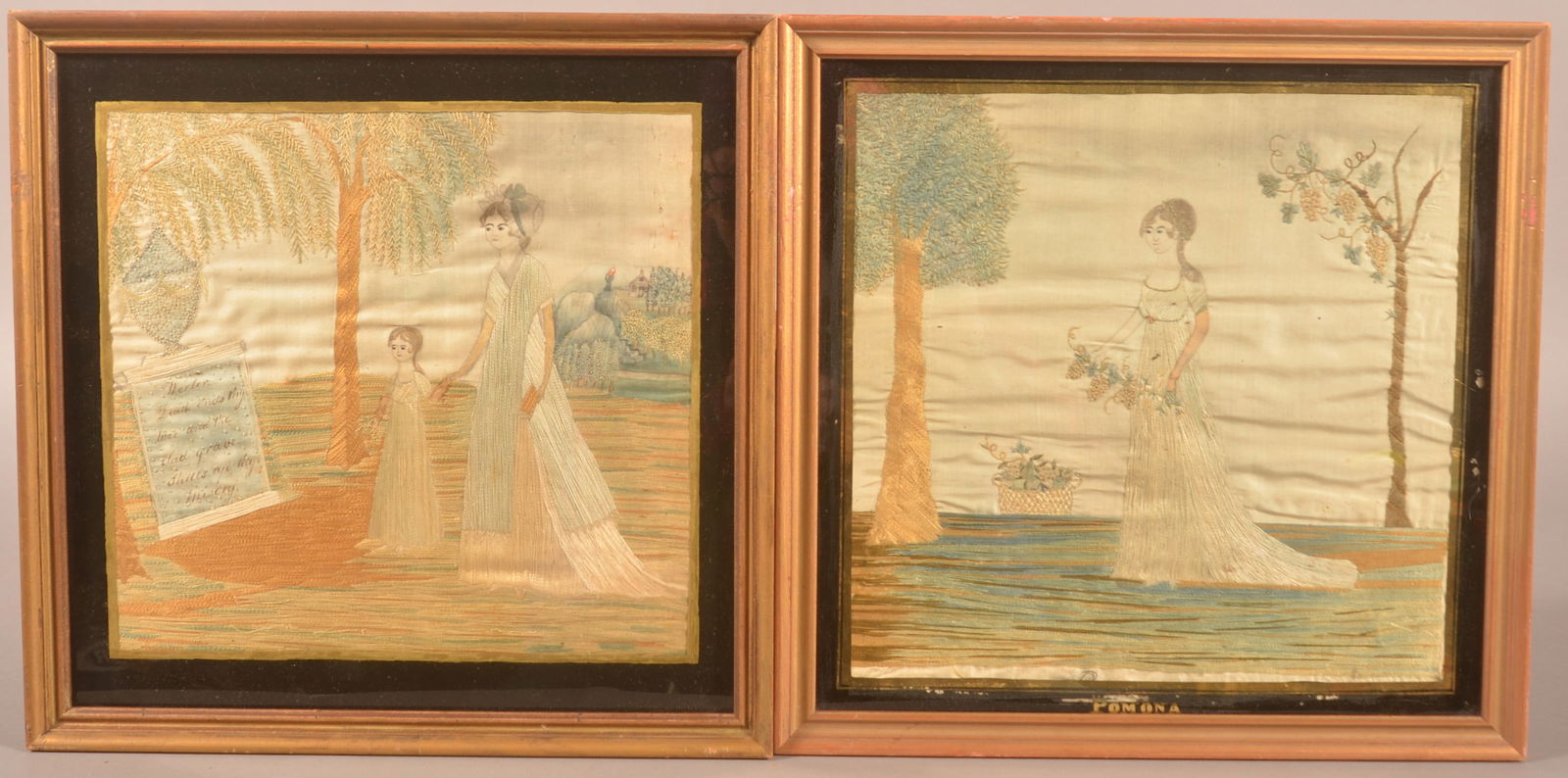 Two Early 19th Century Silk Mourning Needleworks. (1 of 6)