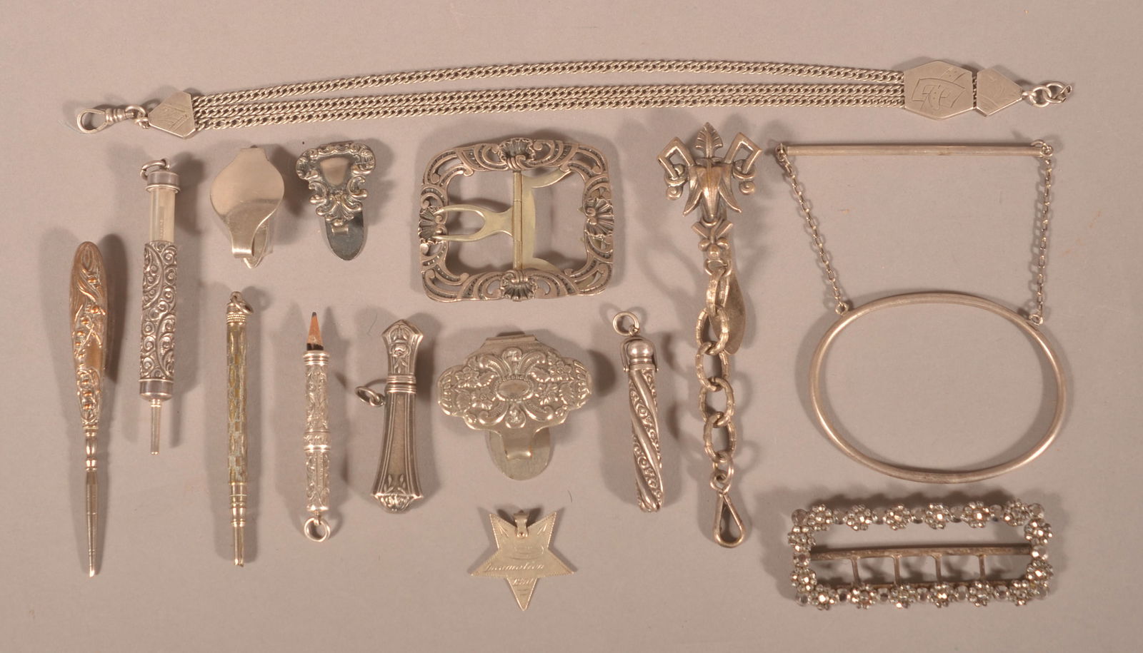 Lot of Unmarked Silver & Silver-Plate Accessories. (1 of 9)