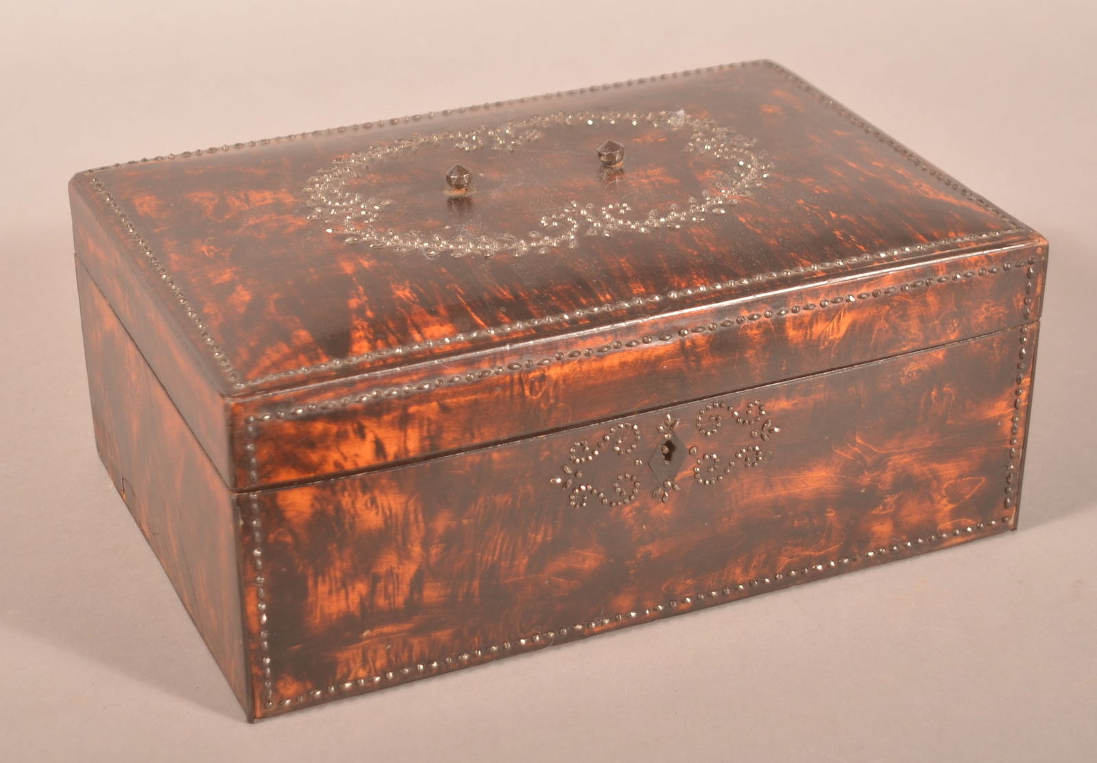 19th Century Faux Tortoise Shell Sewing Box. (1 of 6)