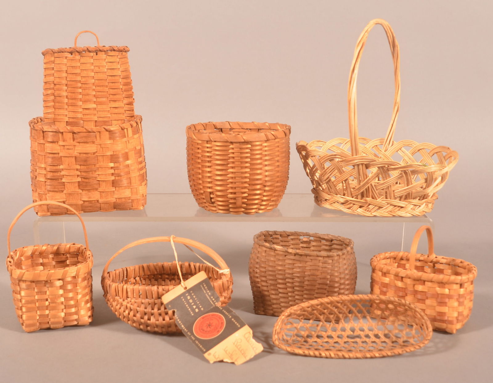 Lot of Various Woven Splint Small Baskets. (1 of 2)