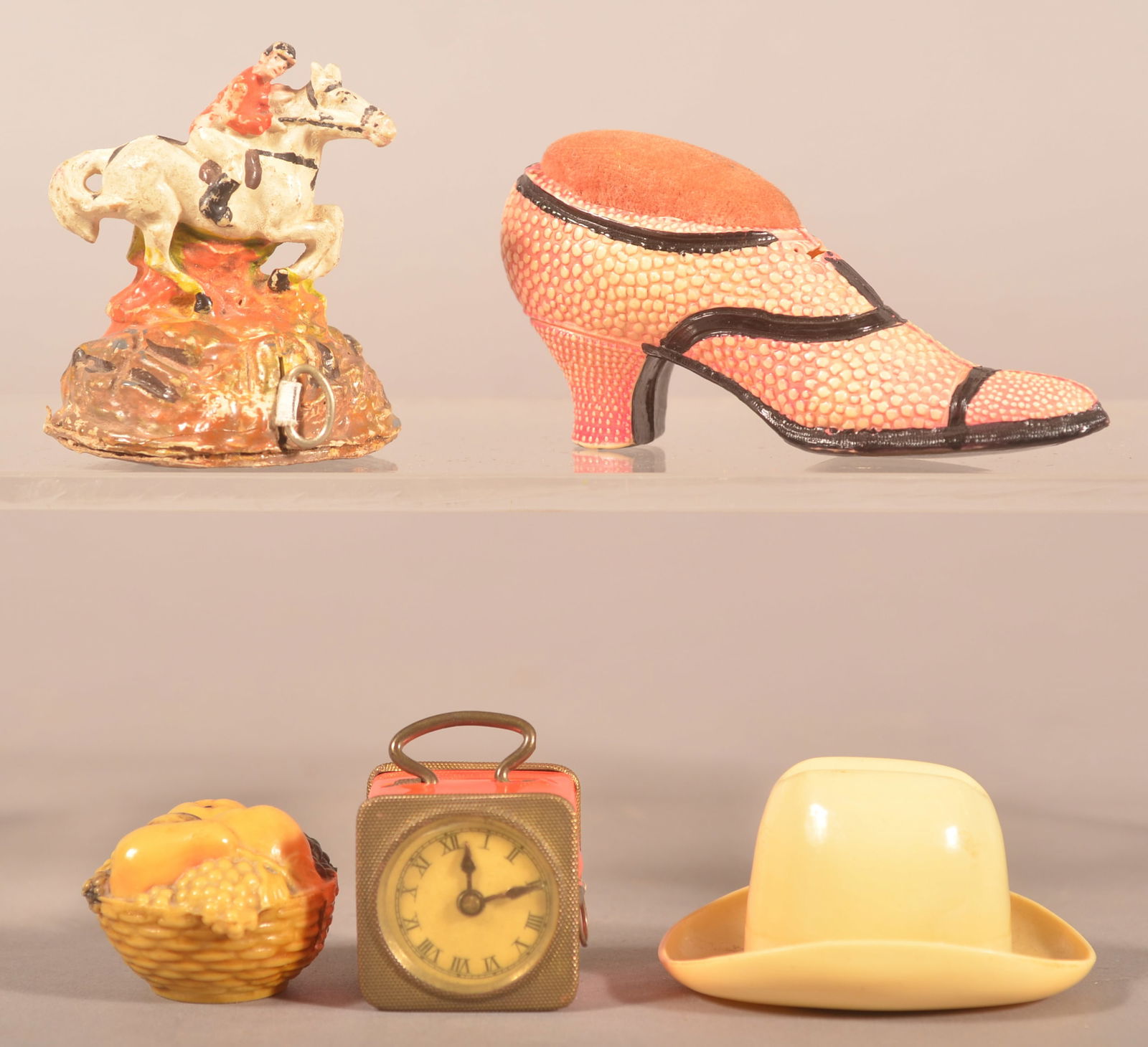 Antique Celluloid Tape Measures & Thimble Holder. (1 of 4)