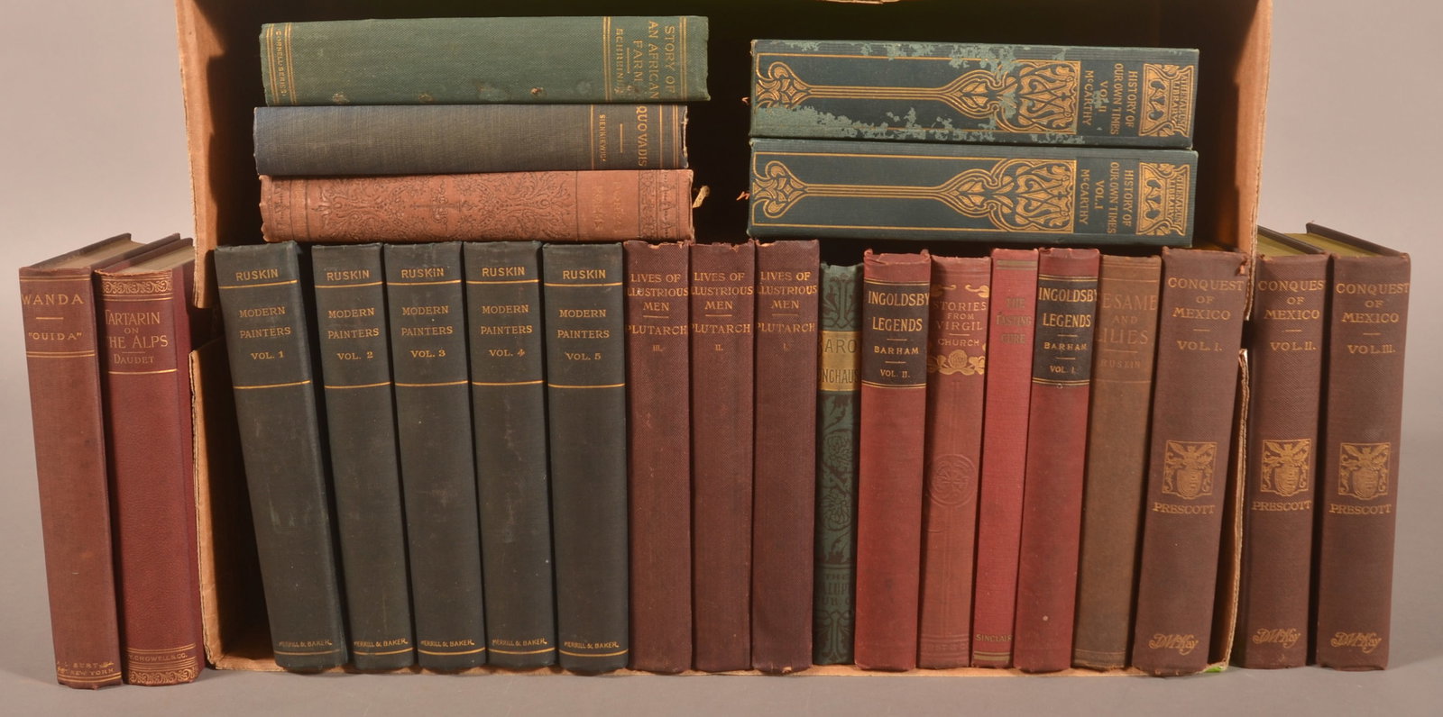 Lot from the Library of Artist Victor Shearer.: 24 books from the library of Pennsylvania artist Victor Shearer (1892-1951). Most either signed by Shearer or by the gift giver. Late 19th/ early 20th c. 12 x 19".