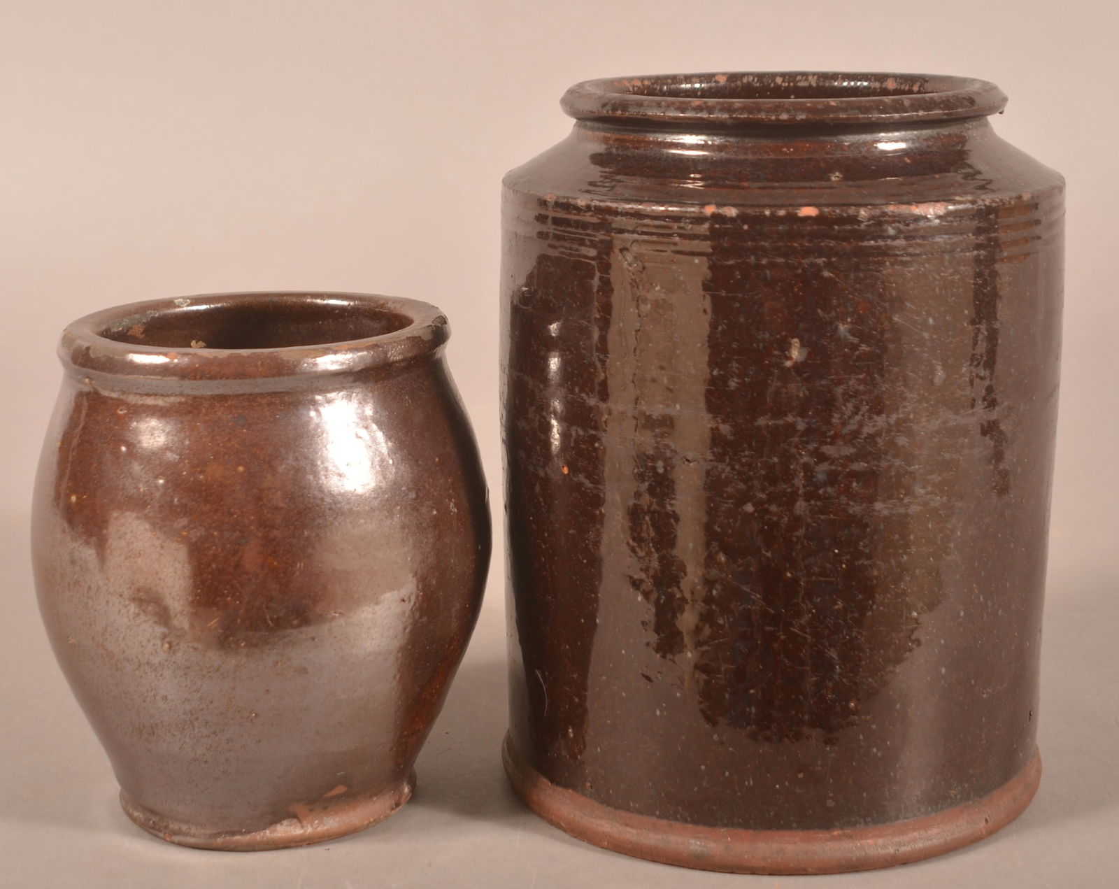 Two PA Glazed Redware Storage Jars. (1 of 3)