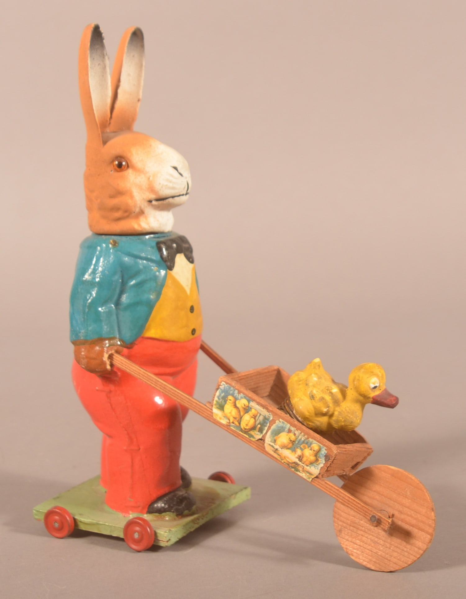 German Easter Bunny Candy Container w/ Cart. (1 of 4)