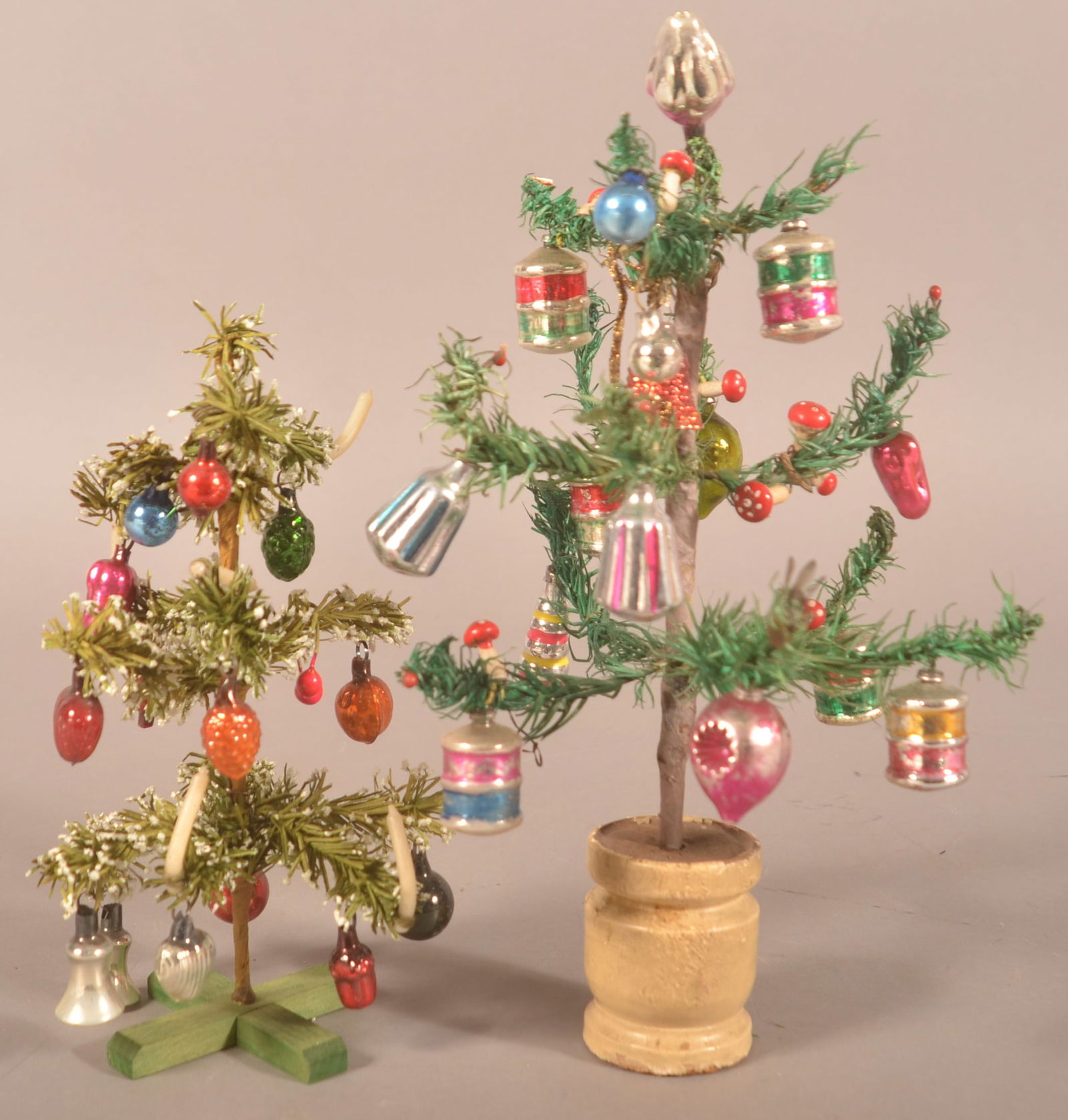 Two Small Antique German Christmas Feather Trees (1 of 2)