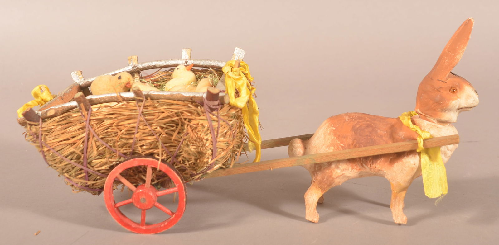 Antiq. German Easter Bunny & Cart Candy Container. (1 of 7)