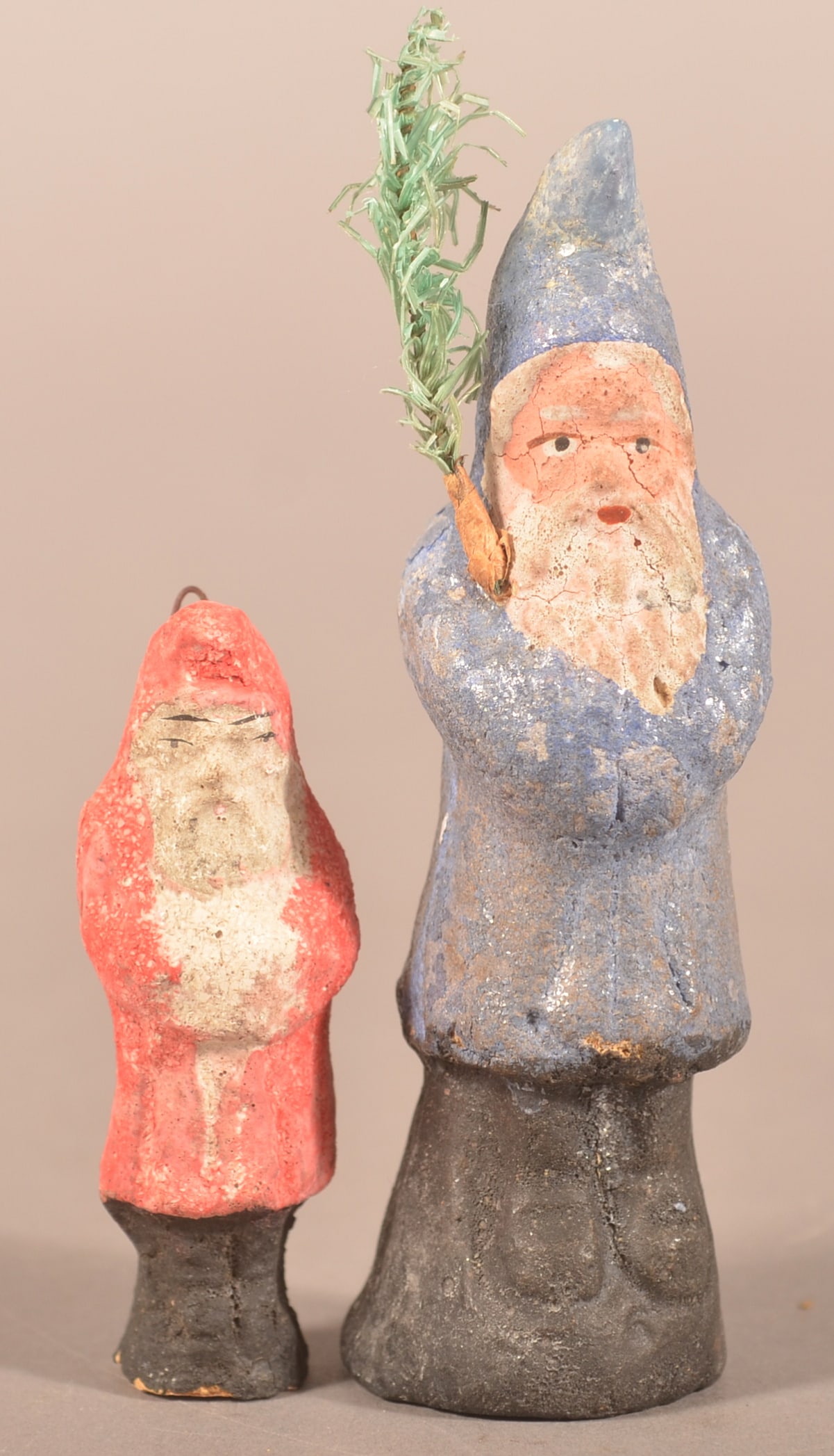 Two Antique German Composition Miniature Santas. (1 of 5)