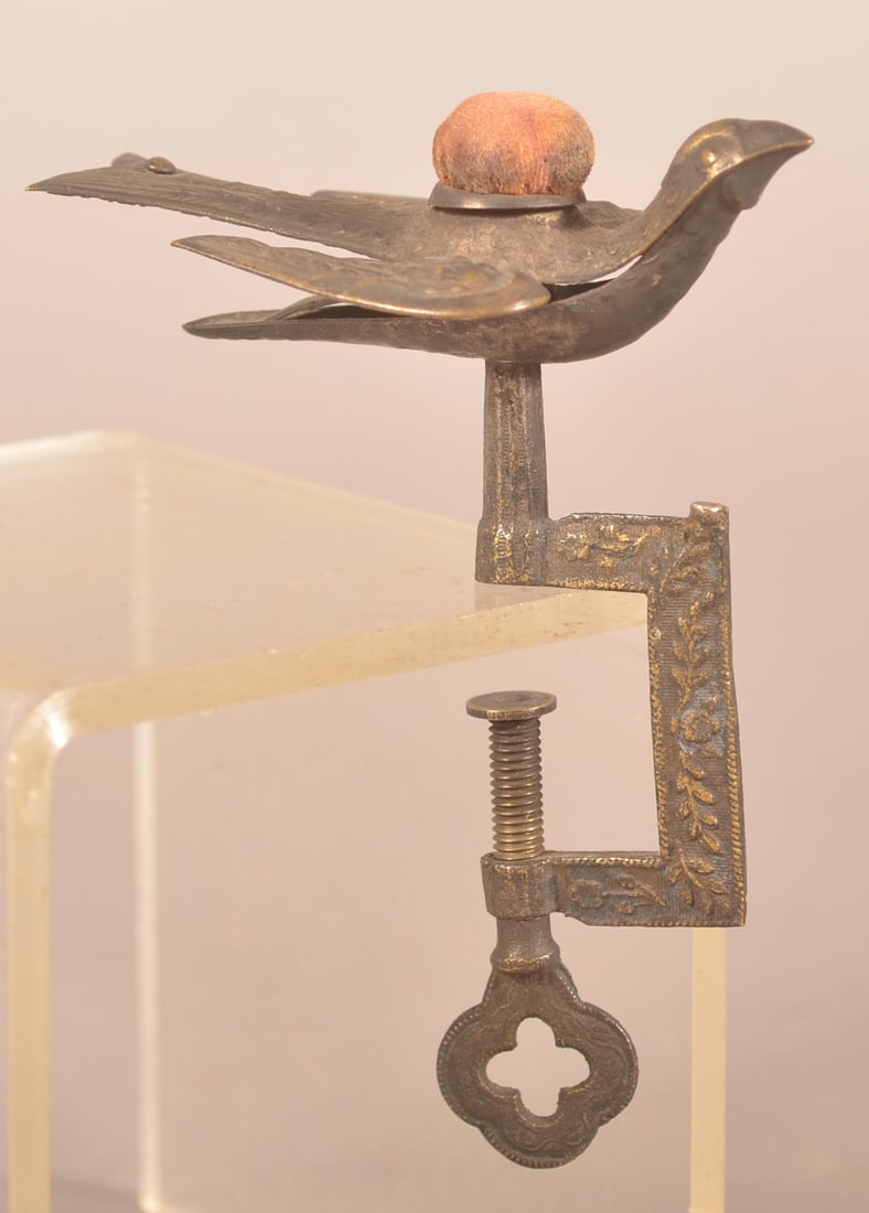 Antique Waterman's Brass Sewing Bird Pin Cushion. (1 of 6)