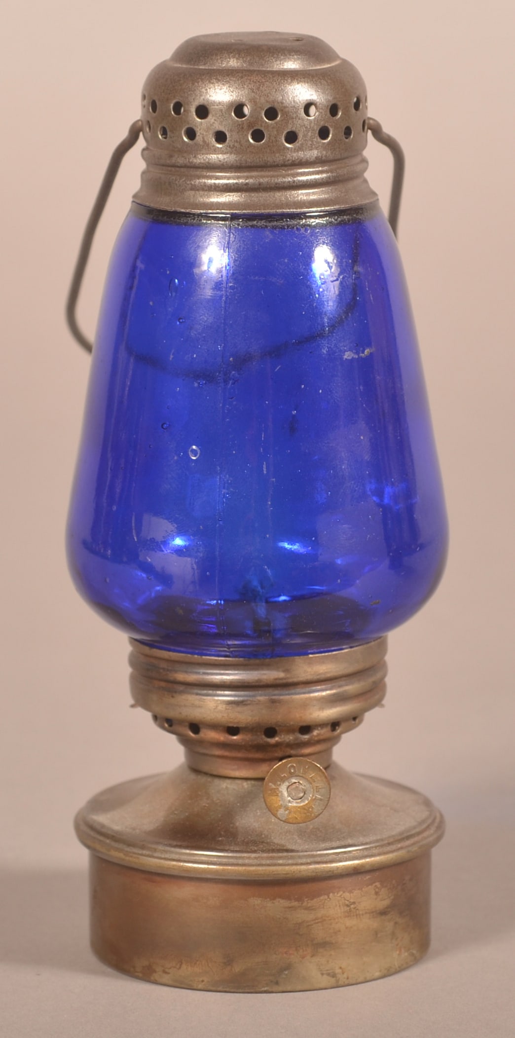 Tin Skater's Lantern w/ Cobalt Blue Glass Globe. (1 of 3)