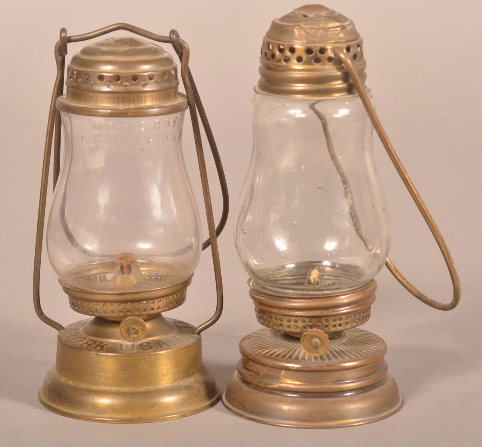 Two Brass Skater's Lantern w/ Glass Globes. (1 of 4)