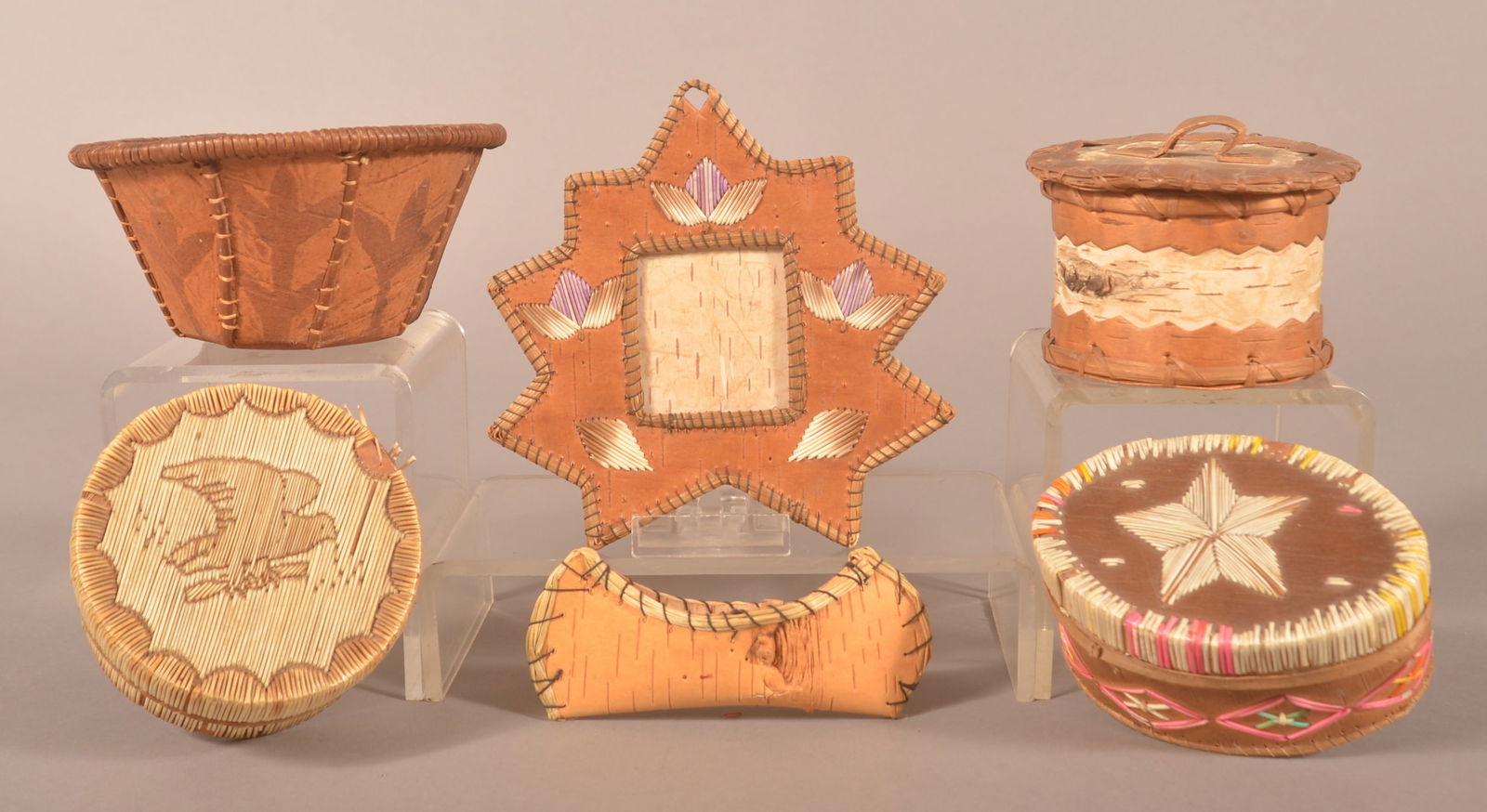 Lot of Vintage Native American Birch Bark Items. (1 of 2)