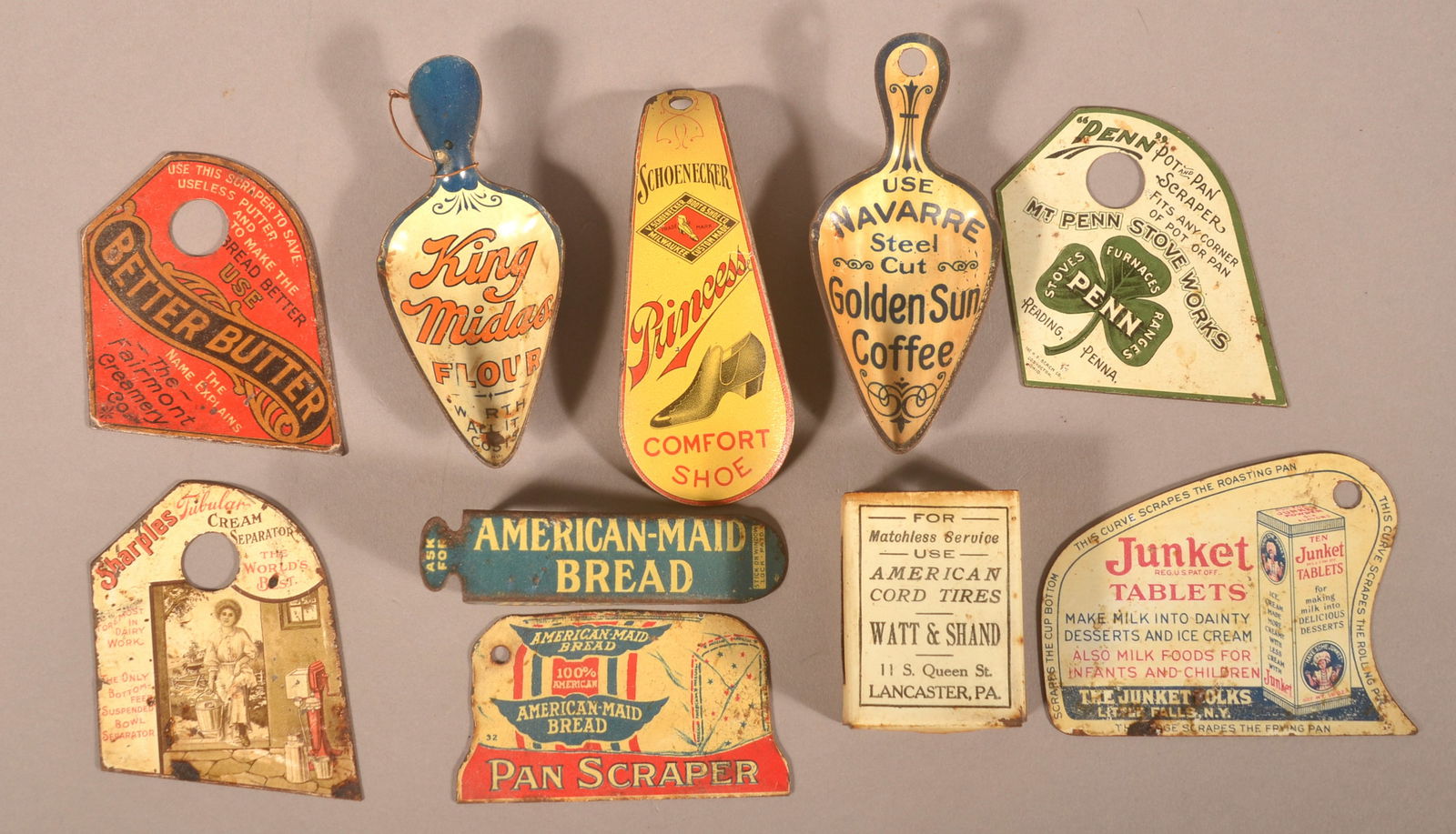Lot of Antique Tin Litho Advertising Promotions. (1 of 2)