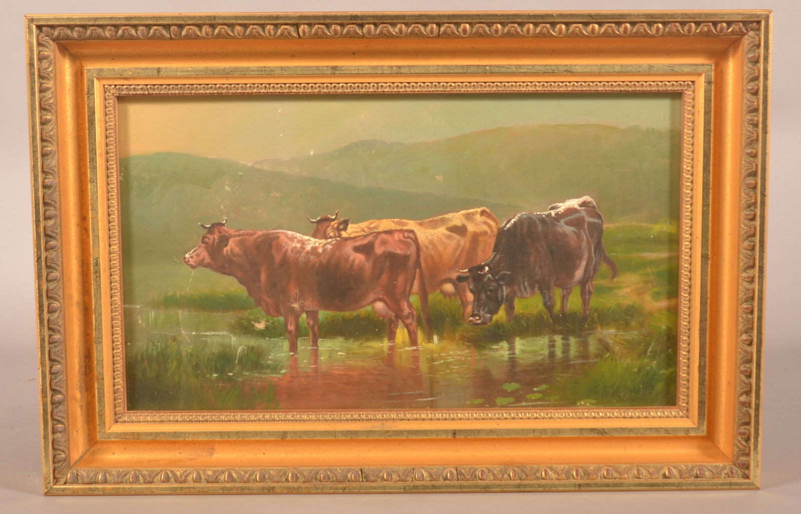 D. B. Bechtel Oil on Canvas Bucolic Landscape. (1 of 3)