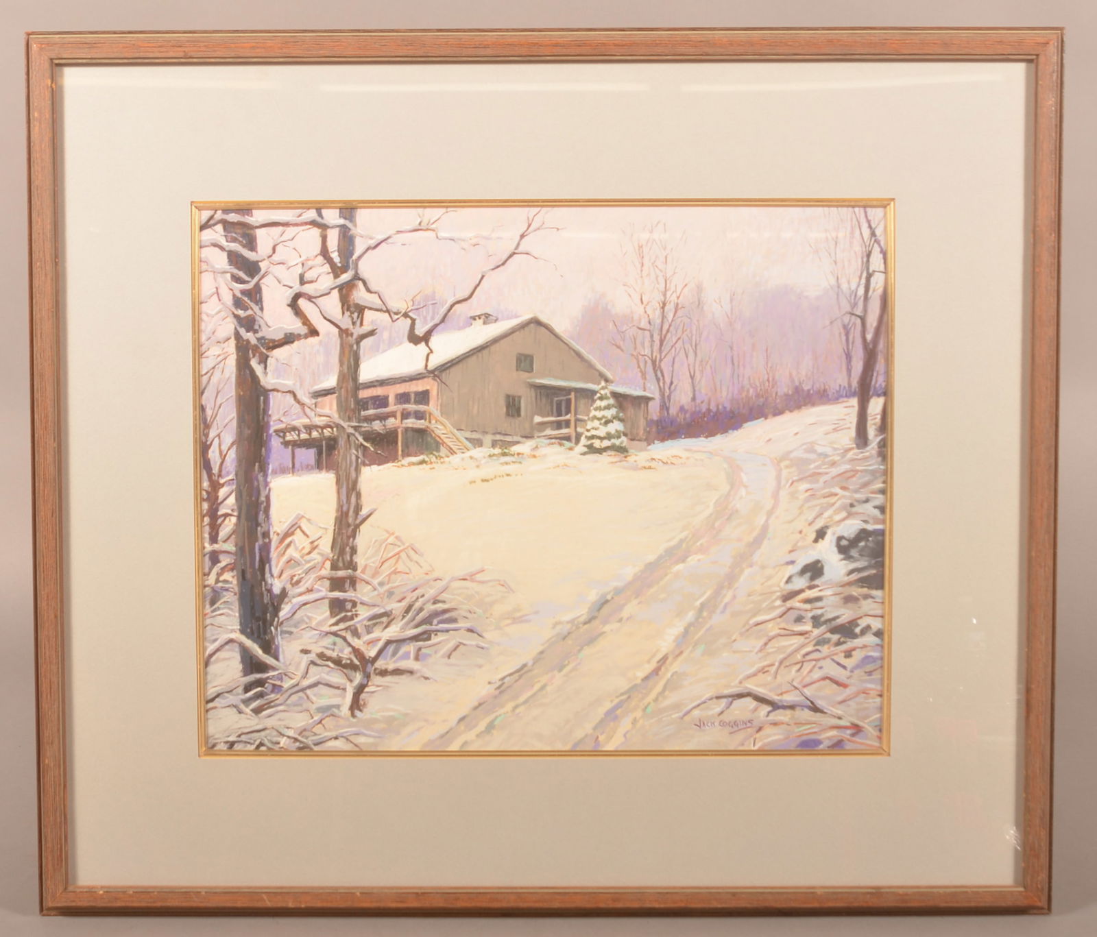 Jack Coggins Mixed Media Winter Landscape Painting. (1 of 4)