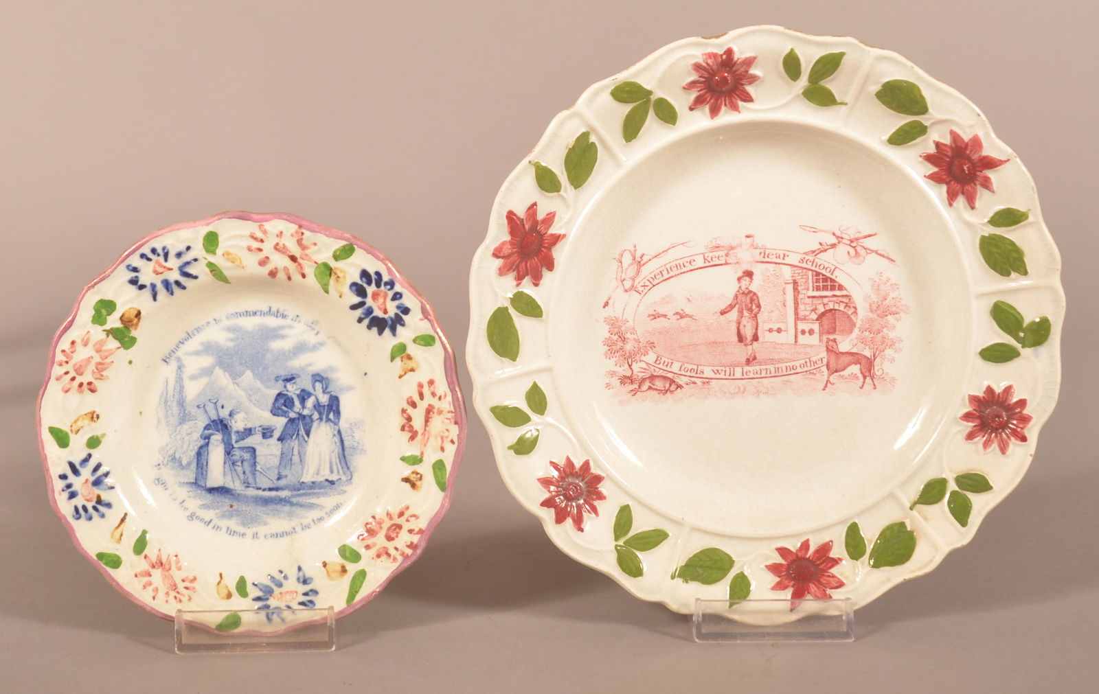Two Staffordshire China Transfer Proverb Plates. (1 of 1)