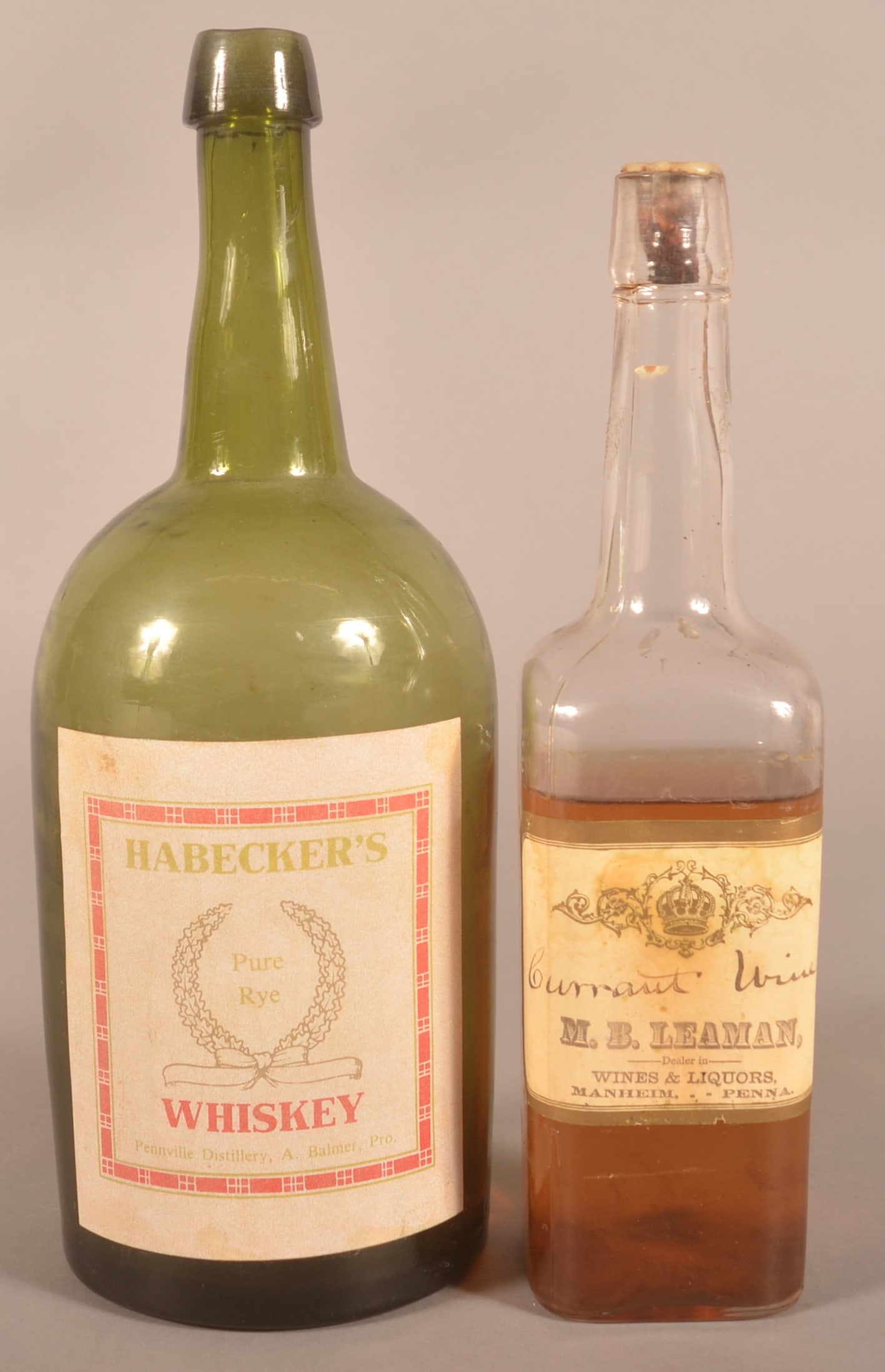Two Paper-Labeled Whiskey Bottles. (1 of 4)