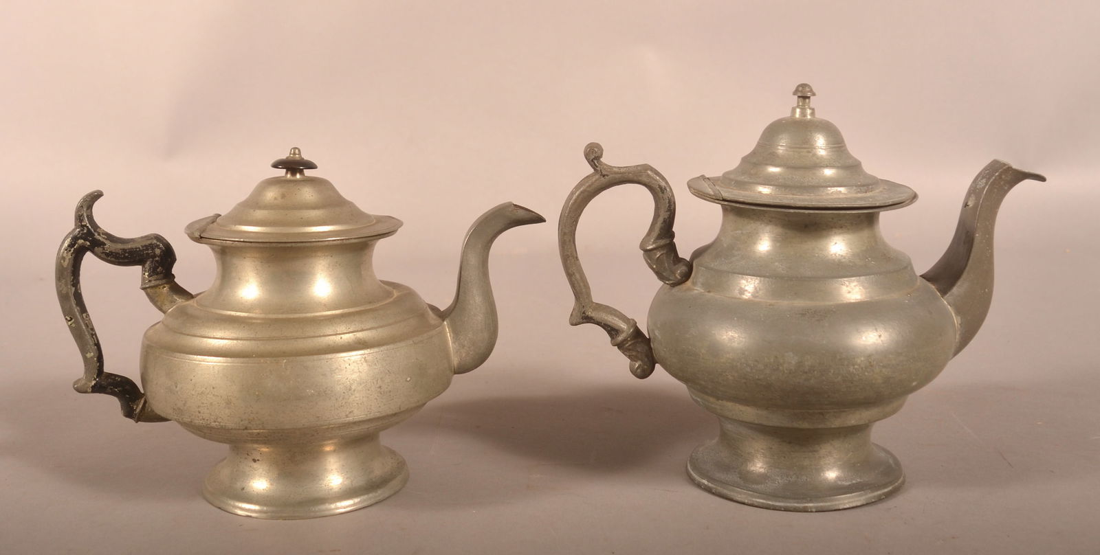 Two Mid-19th Century Antique Pewter Teapots. (1 of 3)