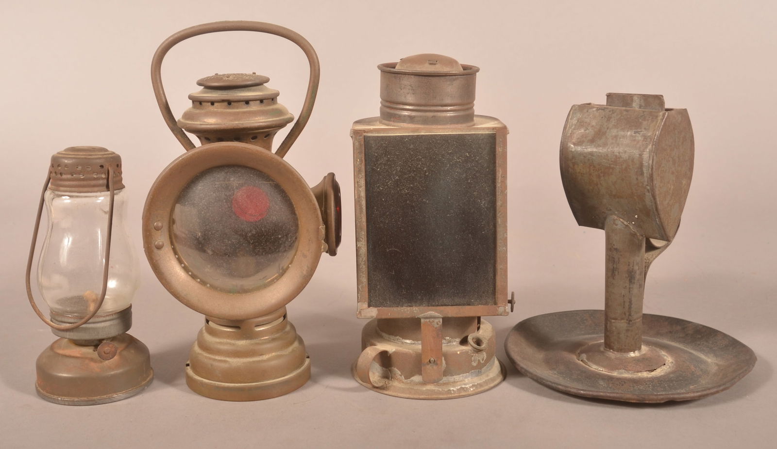 Four Antique Tin and Brass Lighting Devices. (1 of 3)