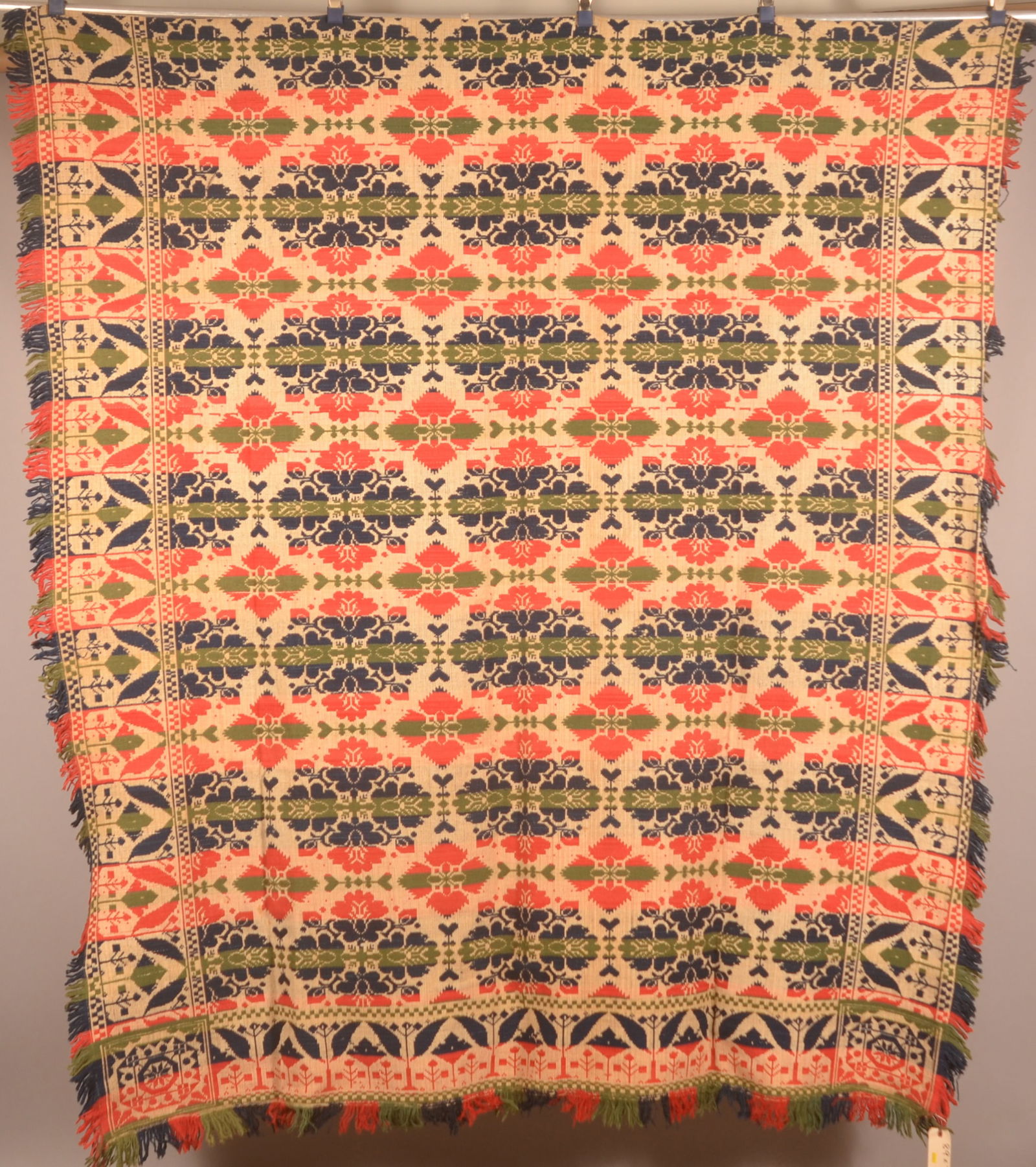 PA 19th Century 2-Part Woven Jacquard Coverlet. (1 of 5)