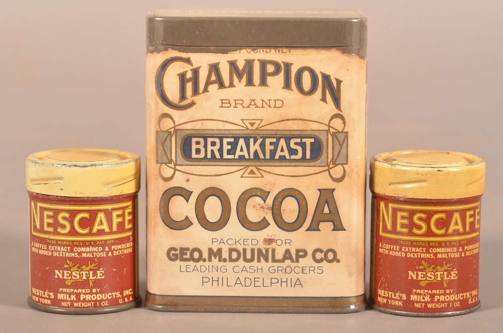 Two Tiny Nescafe Tins & Early Champion Cocoa Tin. (1 of 3)