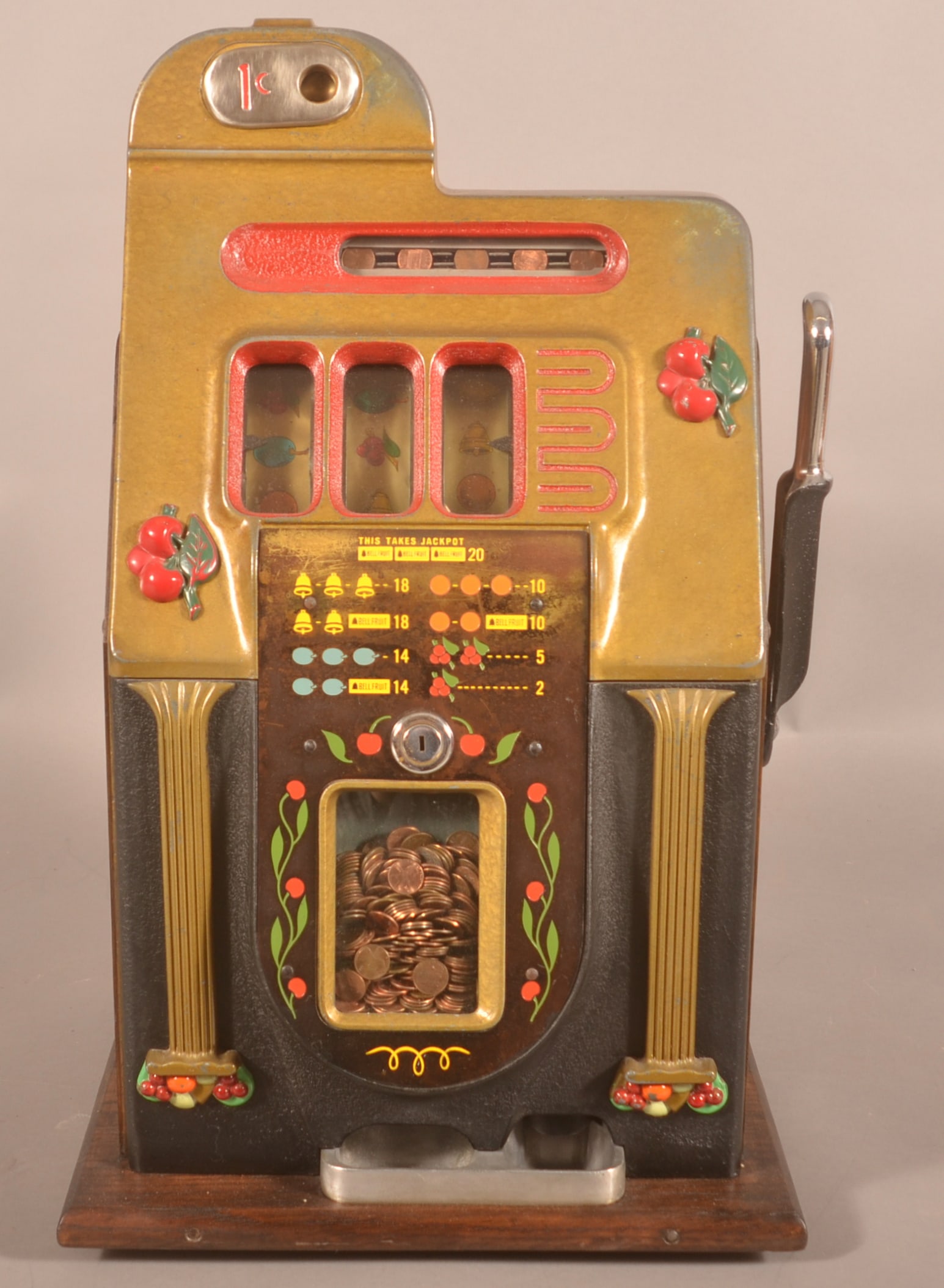 Mills 1 cent Golden Falls Slot Machine. (1 of 8)