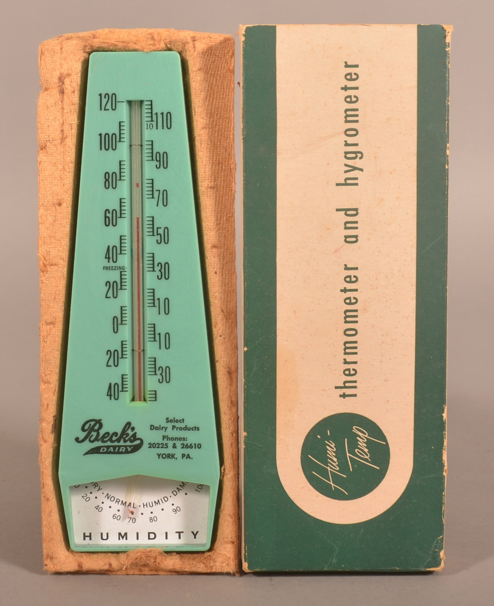 Vintage 1950s Beck's Dairy York, PA Thermometer. (1 of 2)