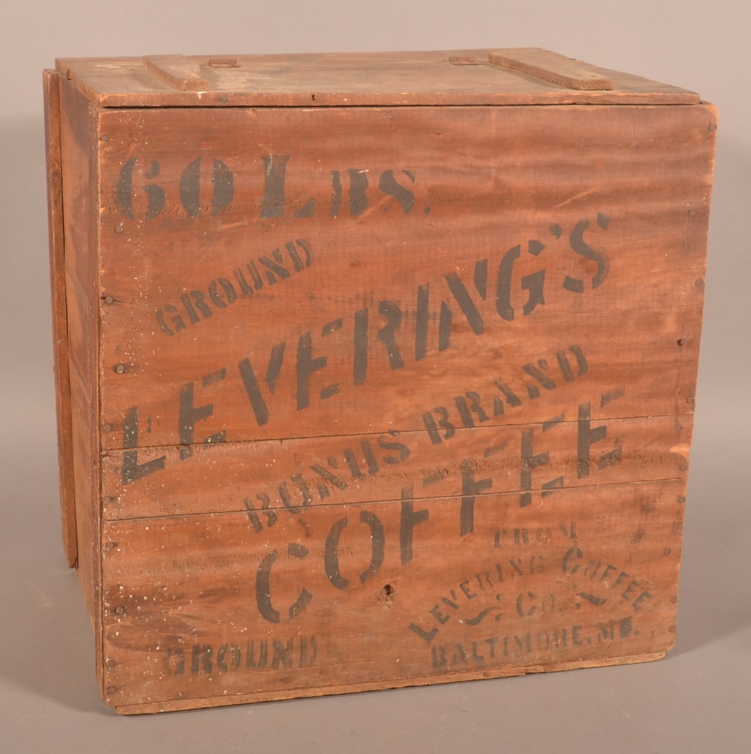 Antique Wood Levering's Baltimore Coffee Bin. (1 of 4)