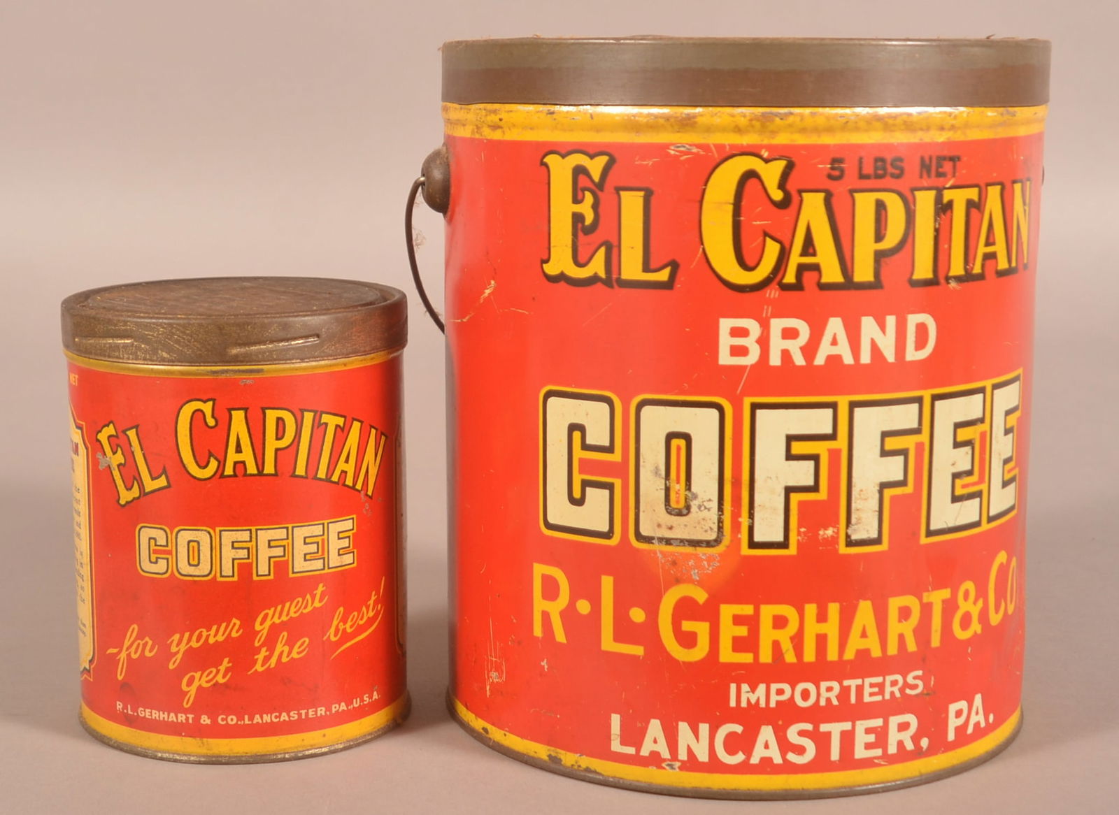 El Capitan Lancaster, PA Coffee Advertising Tins. (1 of 3)
