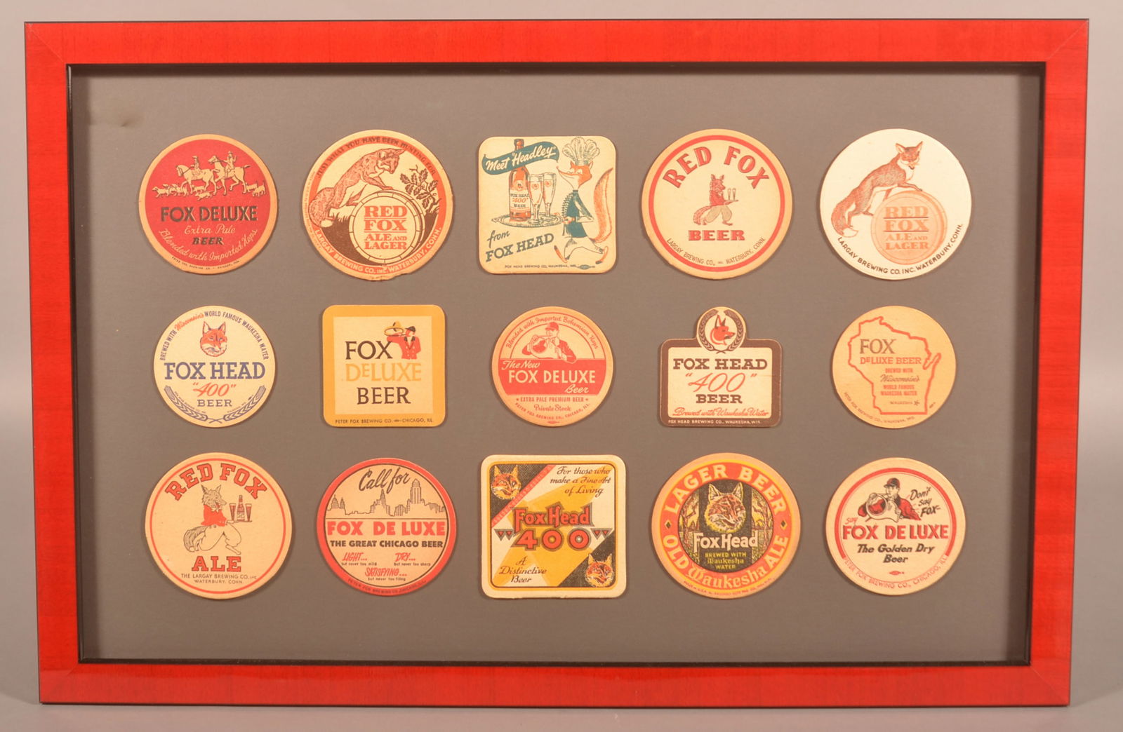 Framed Collection Fox Brewery Beer Coasters. (1 of 3)