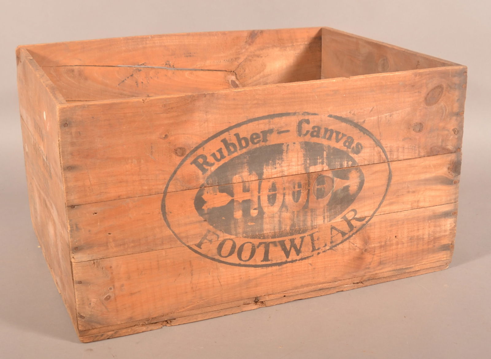 Antique Hood Rubber Canvas Footwear Wood Crate. (1 of 3)