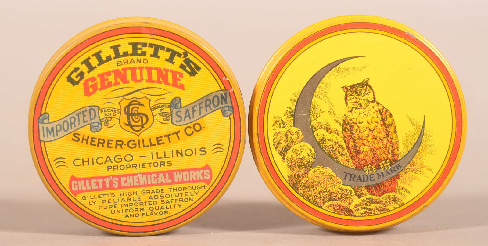 Pair of Rare Gillett's Genuine Saffron Tins. (1 of 2)