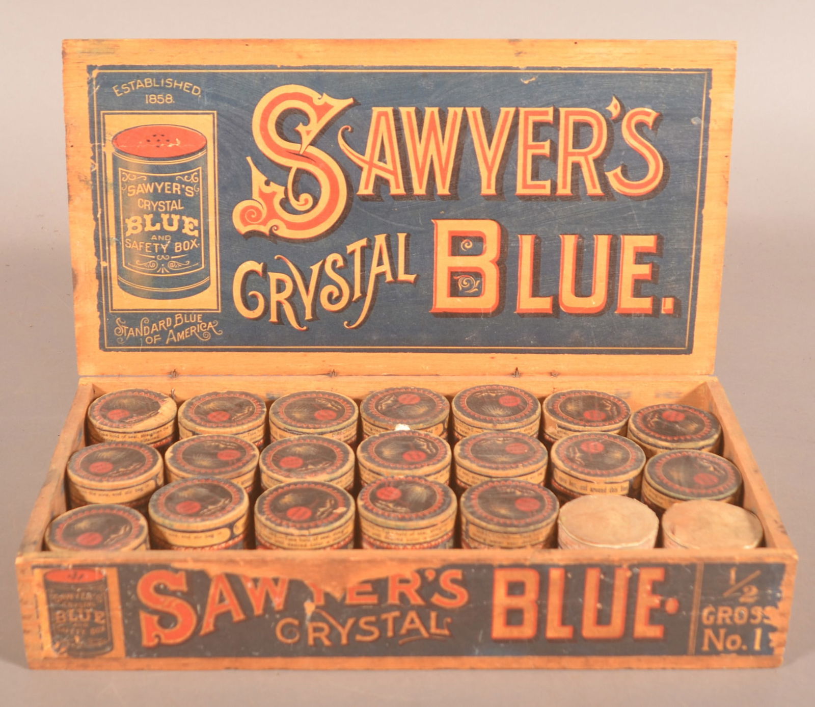 Sawyer's Crystal Blue Box with Contents. (1 of 3)
