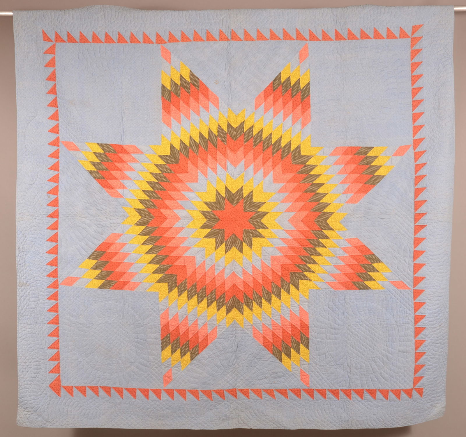 Antique Lone Star w/ Sawtooth Border Quilt. (1 of 6)