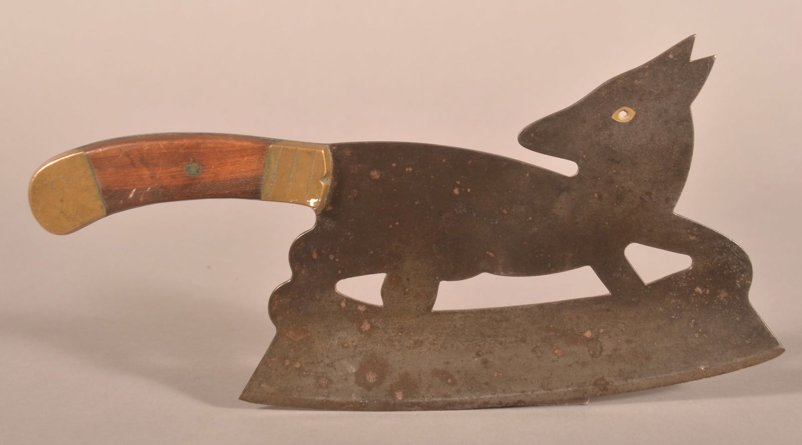 Unusual Fox Figural Steel & Brass Meat Cleaver. (1 of 2)