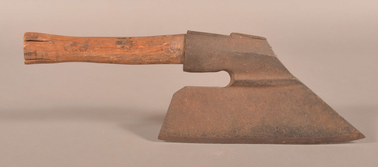 Early Pennsylvania German Goosewing Axe.: Early 19th century with touchmark. Unknown maker. Found in Lancaster County, PA. Axe head, 12-1/4"H x 6-3/4"W