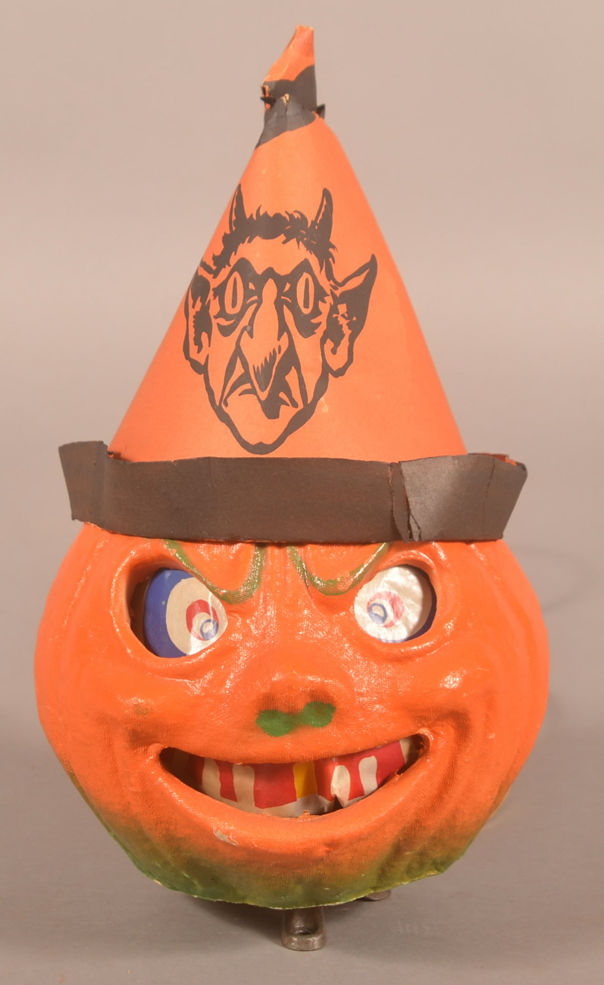 Unusual Electrified Halloween JOL w/ Paper Hat (1 of 4)