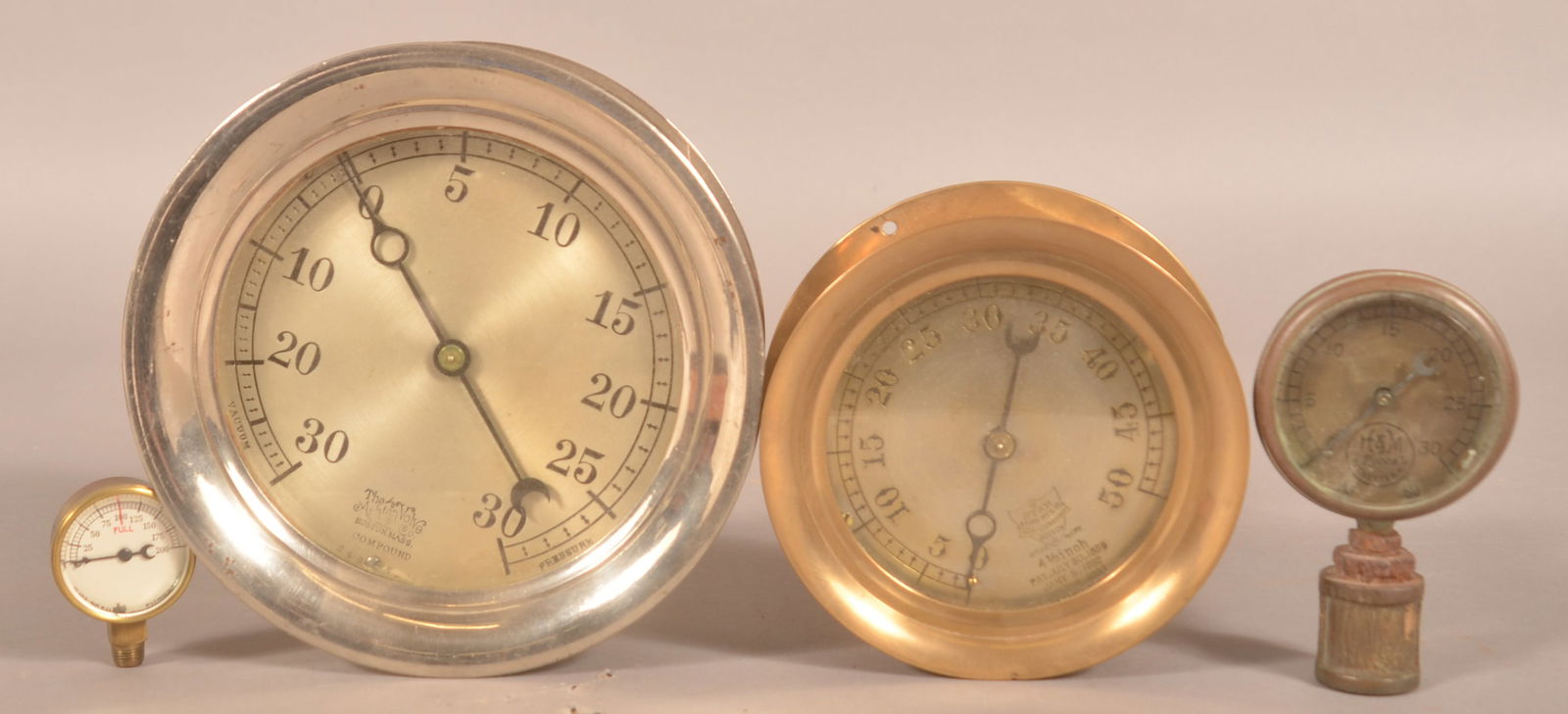 Group of Four Antique Steam & Pressure Gauges. (1 of 6)
