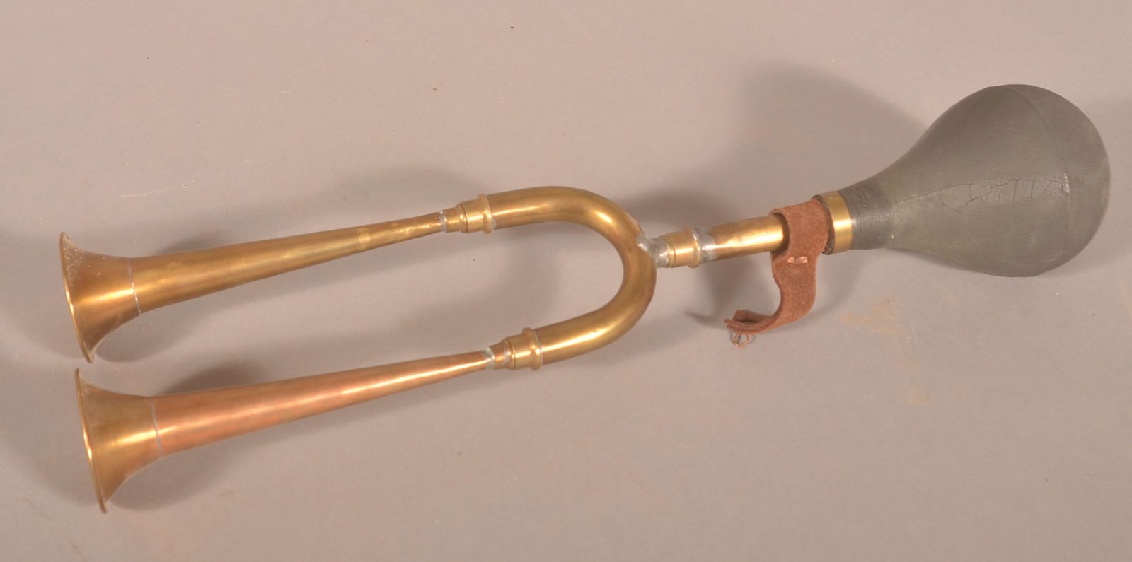 Antique Brass Double Automobile Horn. (1 of 3)