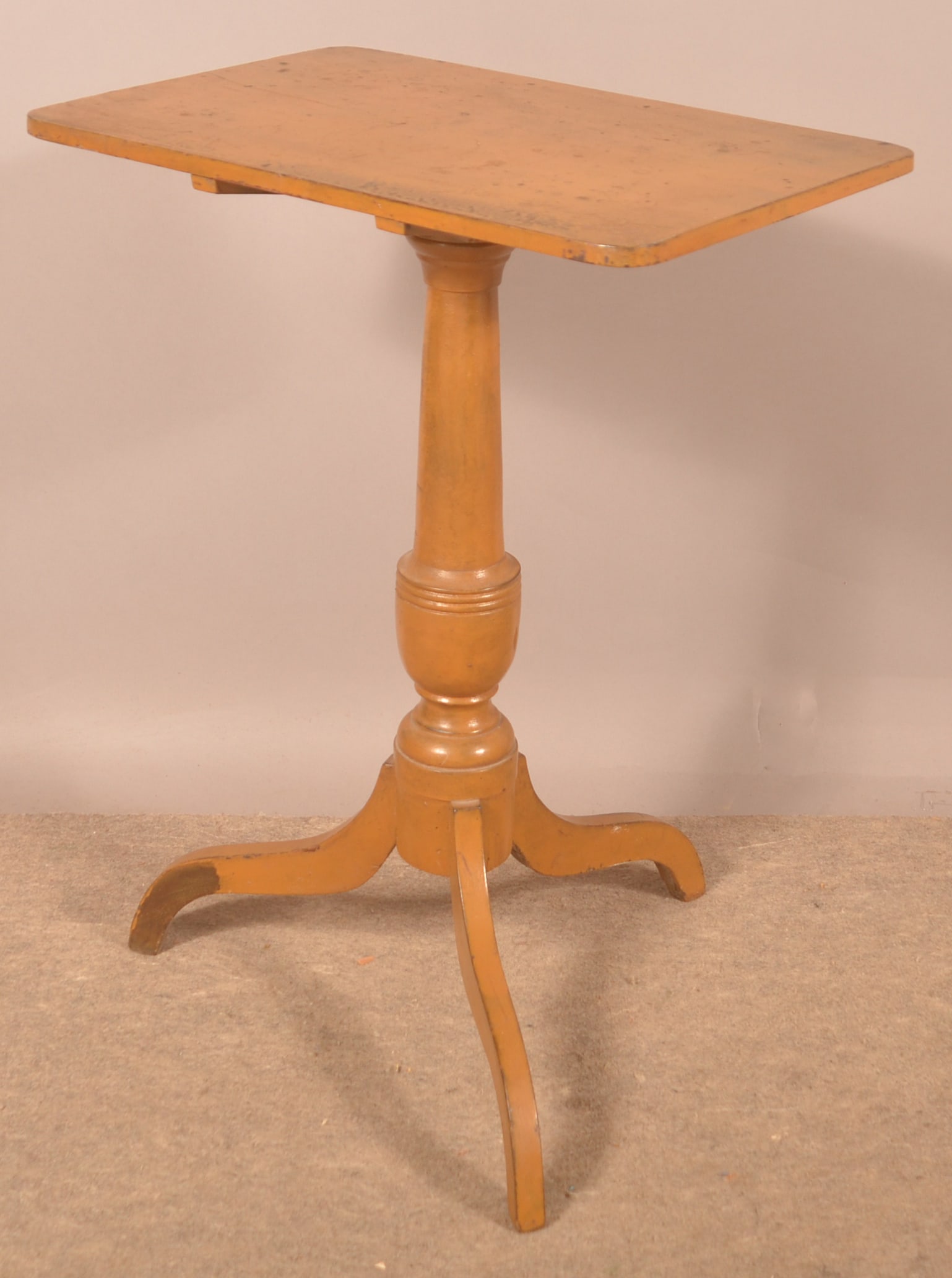 Sheraton Mustard-Painted PA Candle Stand. (1 of 4)