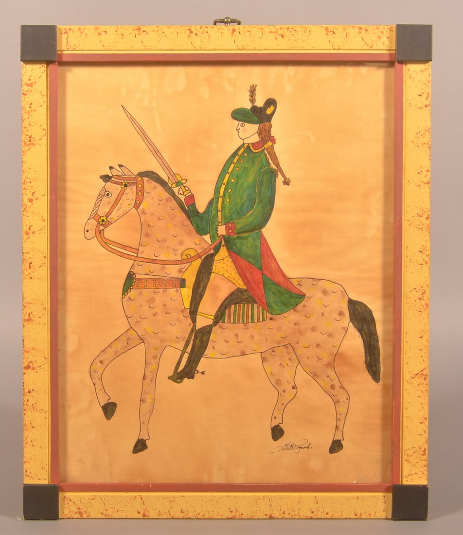 Signed G.B. French Officer On Horseback Watercolor. (1 of 3)