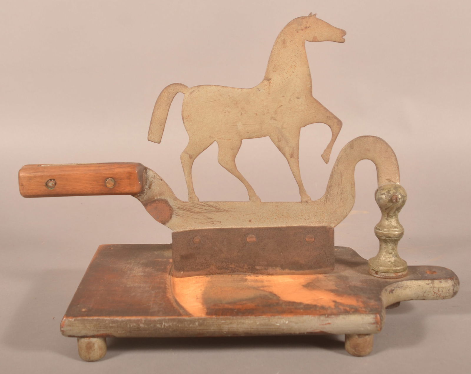 Great Figural Prancing Horse Food Chopper on Base. (1 of 3)