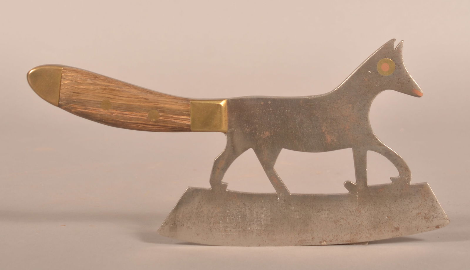 Brass, Copper & Steel Figural Fox Meat Cleaver. (1 of 4)