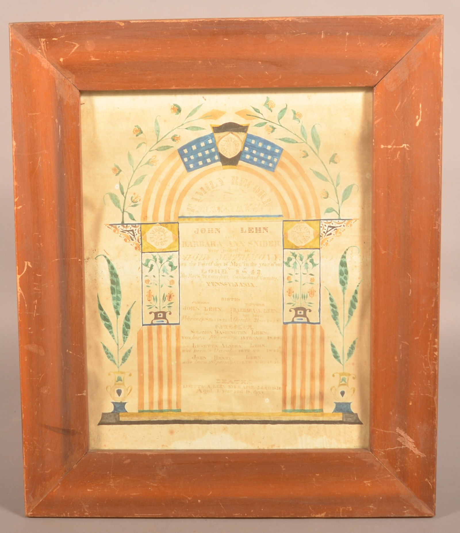 19th C. Patriotic Cumberland Co., PA Fraktur. (1 of 3)