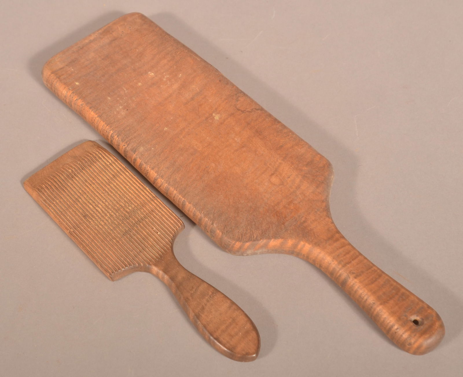 Two Early Tiger Maple Butter Paddles. (1 of 3)