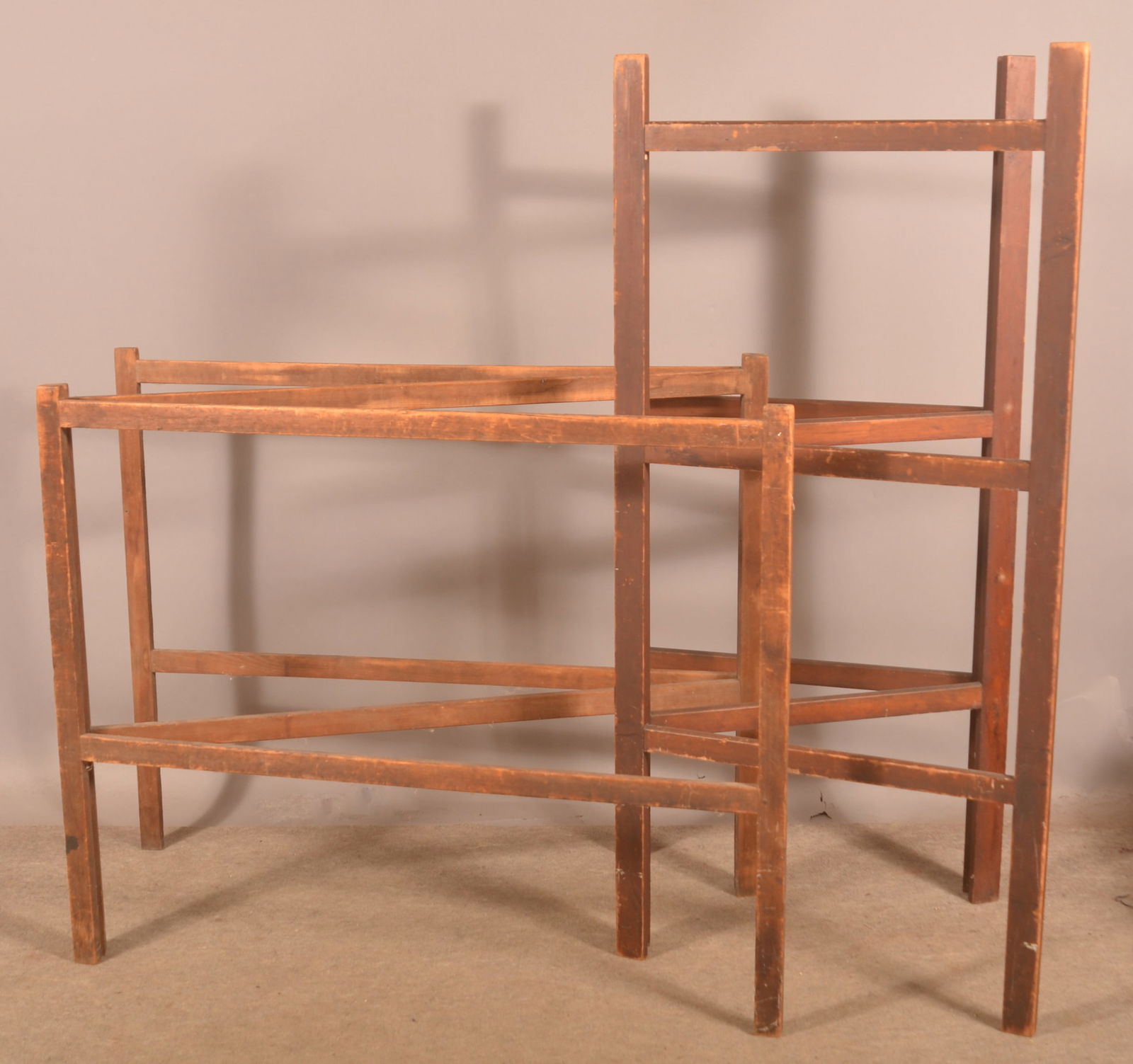 Two Antique Pine Folding Quilt Racks. (1 of 5)