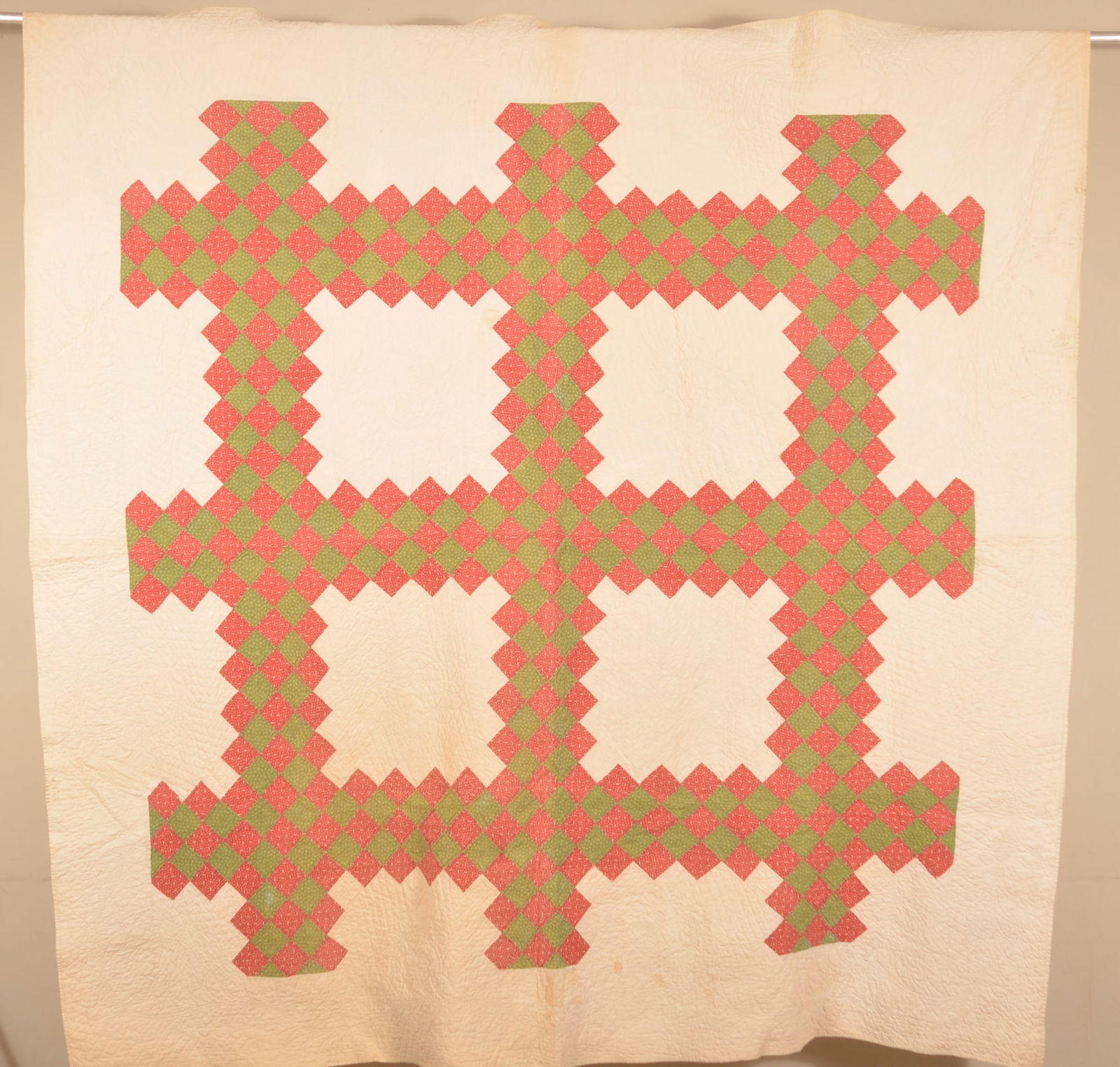 Triple Irish Chain Antique Hand-Stitched Quilt. (1 of 6)